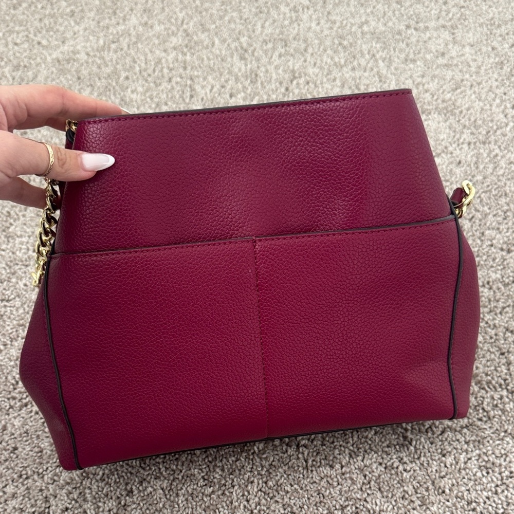 Karl Lagerfeld Deep Red Shoulder Bag with Gold Chain - Picture 6 of 7